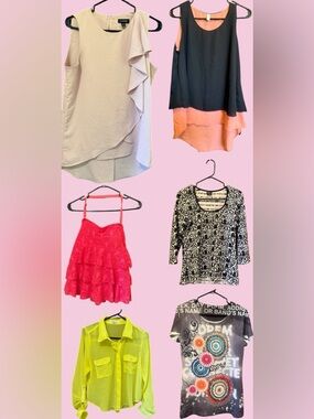 Women’s Tiered Spaghetti Strap Tank Top - Hot Pink